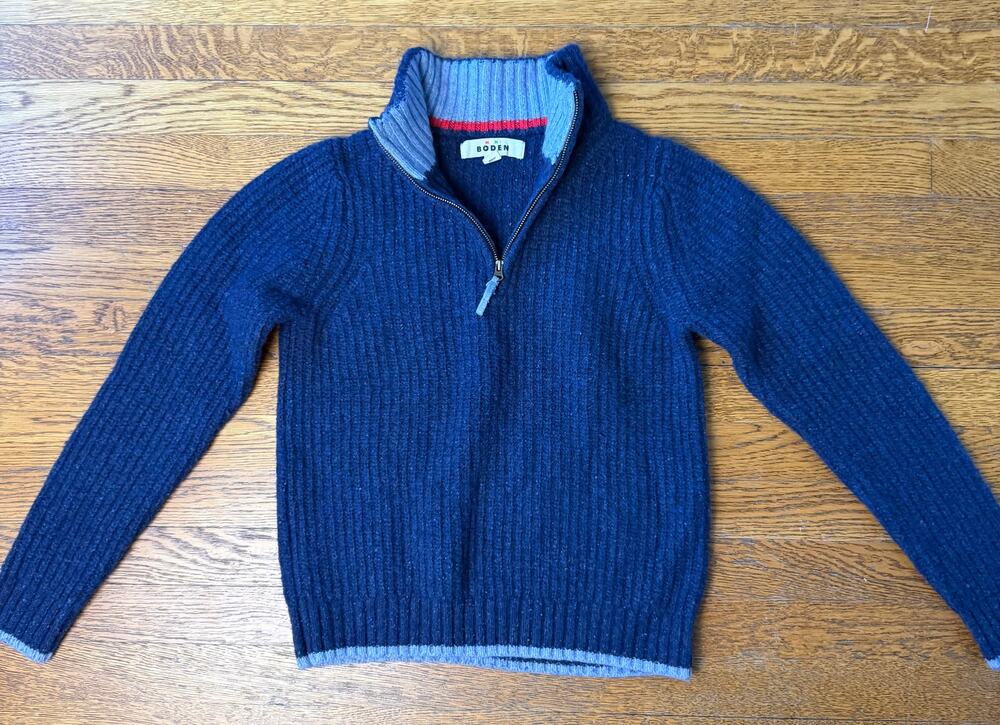 Mini Boden Boys' Knit 1/4 Zip Sweater Size 11-12